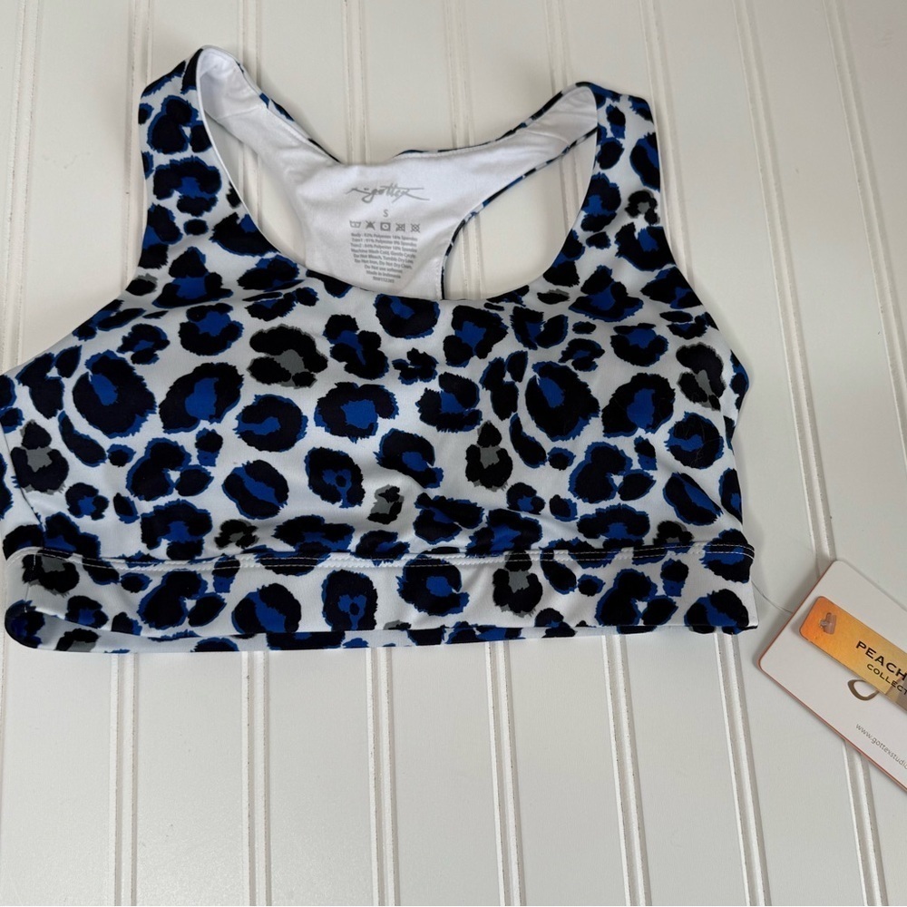 X by Gottex Active Racerback Sports Bra Leopard Small NEW. 1250